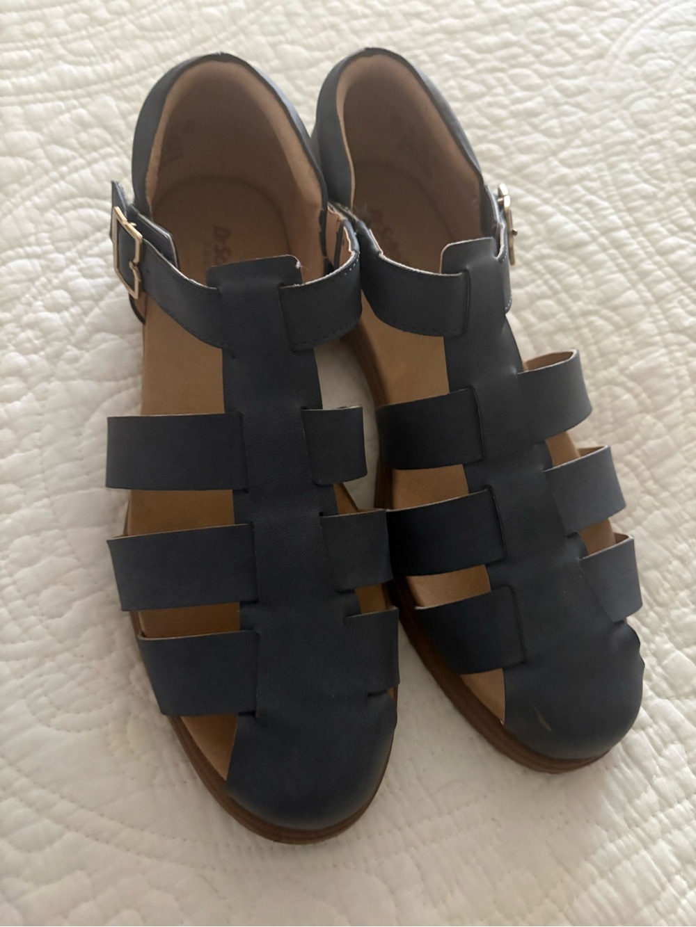 Dr. Scholl's vegan leather light Navy Strappy Fisherman Sandals